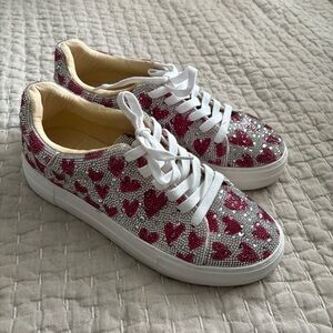 Betsey Johnson Sidny Hearts Rhinestone Sneakers size 10M